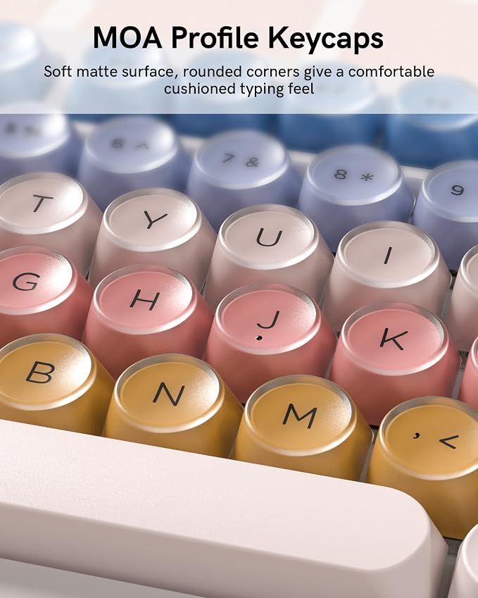 PBT Keycaps, Matte Rainbow Jelly Keycaps for MX Switches Mechanical Keyboard, MOA Profile, 129 Keys Macaron Cute Custom Key caps, Compatible with 60%, 65%, 75%, TKL, 96%, Full-Sized Layout