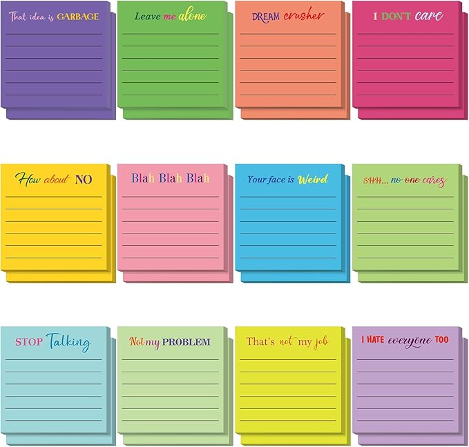 Yinder 24 Pcs Inspirational Sticky Notes Thank You Gift Motivational Sticky Note Pad Employee Appreciation Gift Bulk for Staff Coworker Teacher Nurse Office Groups 3 x 3'' (Funny,Bright Color)