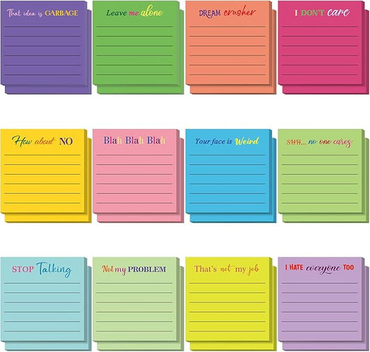 Yinder 24 Pcs Inspirational Sticky Notes Thank You Gift Motivational Sticky Note Pad Employee Appreciation Gift Bulk for Staff Coworker Teacher Nurse Office Groups 3 x 3'' (Funny,Bright Color)