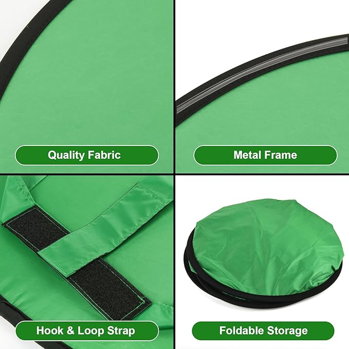 Cosmos 1 Pc Green Screen Backdrop 43 in / 110 cm Diameter Foldable Portable Photography Background Green Screen Chroma Key Backdrop for Photography Photo Video Studio, Live Streaming, Video Meeting
