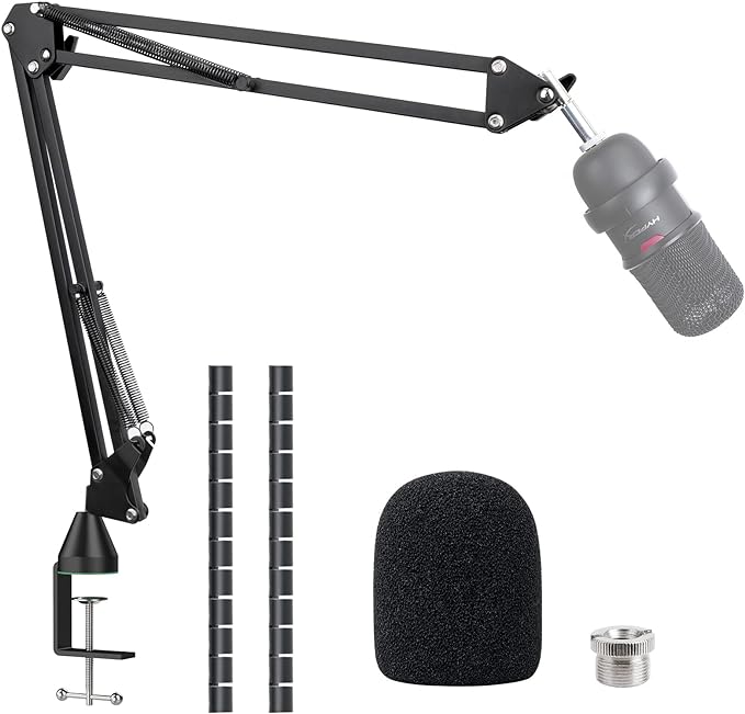 SoloCast Boom arm for HyperX, Microphone Stand for HyperX SoloCast – Mic arm Upgrade C Desk Clamp, 2 Cable Ties, Mic Cover Compatible with HyperX SoloCast by SUNMON