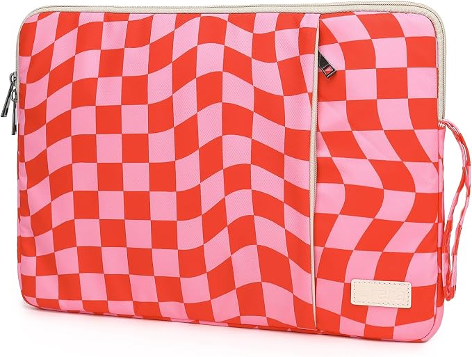 Laptop Sleeve 13.3 inch14 Inch, 15.6inchWater Resistant Traveling Computer Cover with Handle, Shockproof Protective Carrying Laptop Case (Y8-Pink Checker, 12.5 inch-13.5 inch)