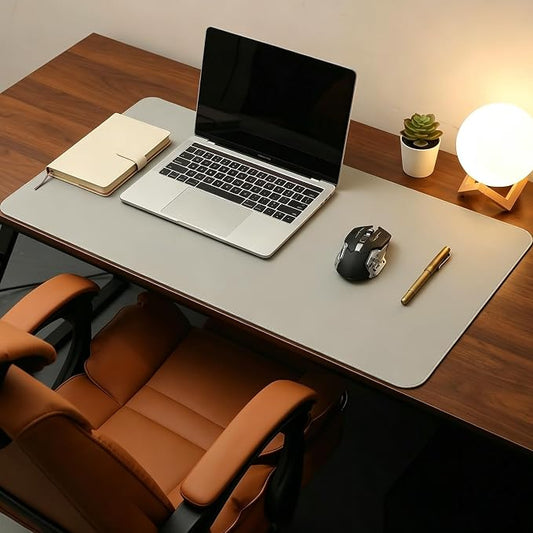 Desk Mat 19.7'' x 27.97'', PU Leather Desk Pad Protector, Non-Slip Mouse Pad for Desk, Waterproof Computer Desk Mat, Office Desk Pad for Keyboard Mouse, Desk Writing Mat (Gray)
