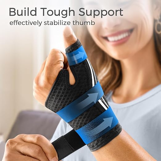 FREETOO Wrist and Thumb Brace Right Hand or Left Hand for Arthritis Pain and Support, Thumb Splint for Trigger Thumb, Finger Splint for Tendonitis, Sprain, MCP Pain Fits Palm 8.5''-10'' L/XL White