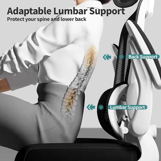 TRALT Office Chair Ergonomic Desk Chair, 330 LBS Home Mesh Office Desk Chairs with Wheels, Comfortable Gaming Chairs (Black & White)