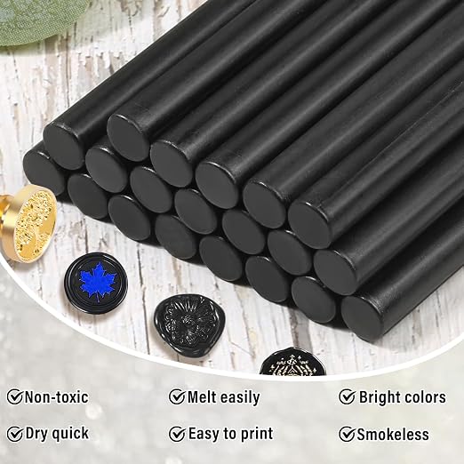 Sealing Wax Sticks, Paxcoo 20pcs Wax Seal Sticks, Glue Gun Sealing Wax Sticks for Wedding Invitations, Letter, Envelope, Cards and Crafts (Black)