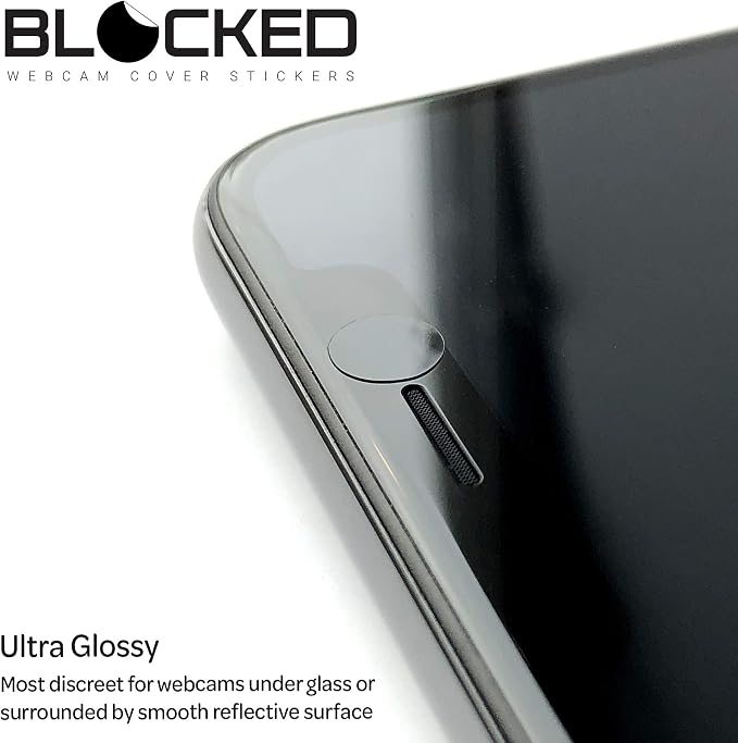 Blocked Original Vinyl Webcam Cover Stickers | Restickable & Stackable Privacy Covers | for All Camera-endable Devices | 5-Sizes | 95 Black (Ultra Glossy)