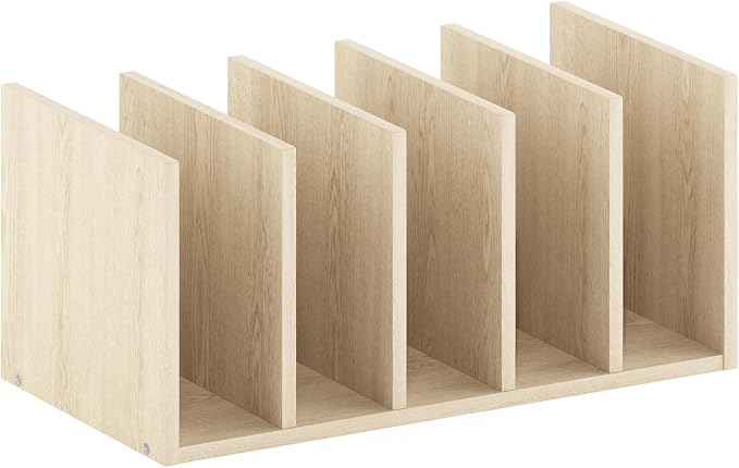 Furinno Hermite File Holder Desk Organizers and Accessories, Natural Oak | Desk Top Vertical Book Shelf, for Office Supplies, Organization