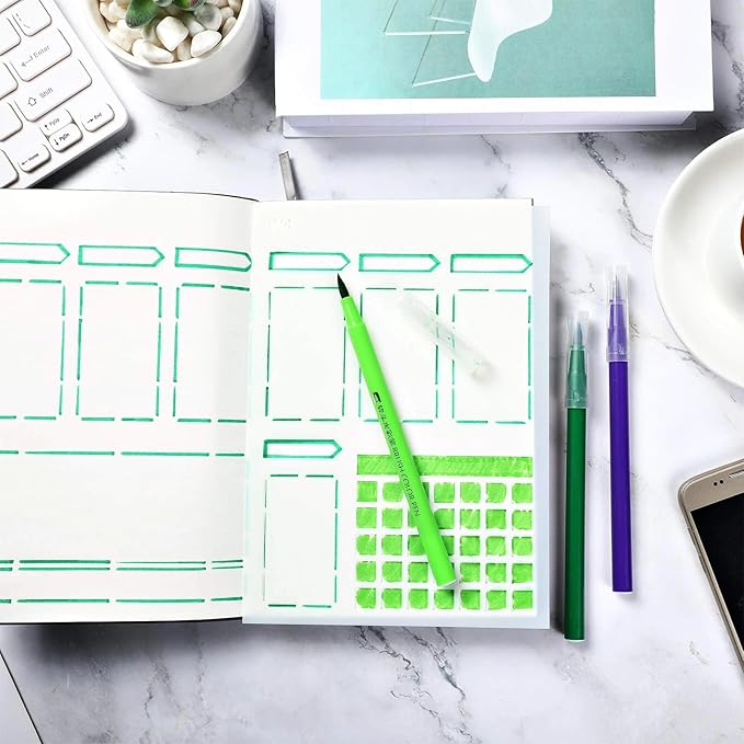 12 Pieces Speedy Spreads Journal Stencil DIY Journal Templates Reusable Weekly Monthly Layouts Stencils Plastic Planner Set for A5 Bullet Dot Grid DIY Notebook Diary