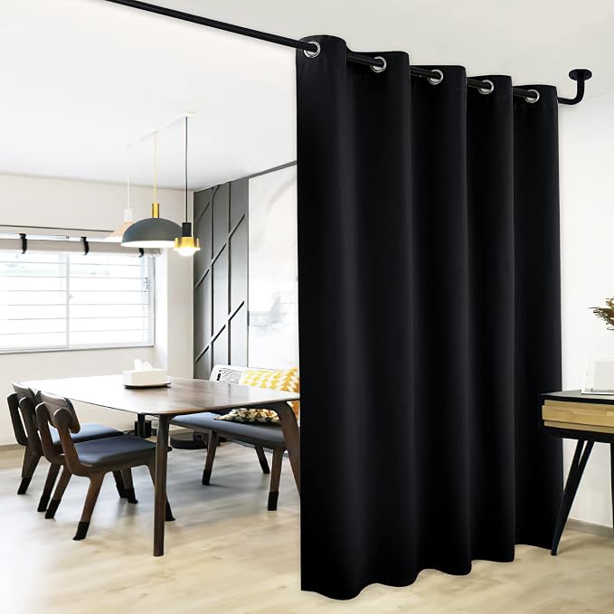 NICETOWN Blackout Curtain for Sliding Door, Patio Door Curtains, Thermal Insulated Wide Drapes/Draperies for Bedroom (Black, 70 by 95 inches,)