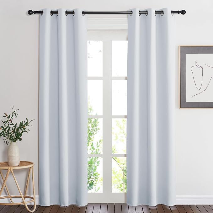 NICETOWN Cloud Grey Window Curtain and Drape, 1 Panel, 34 by 84, Easy Care Solid Thermal Insulated Grommet Room Darkening Drapery for Kid's Room