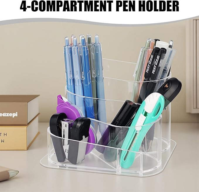 Pencil Holder, Aesthetic Desk Pen & Makeup Brush Organizer, Decorative Desk Organizer Storage for Home, School, Office