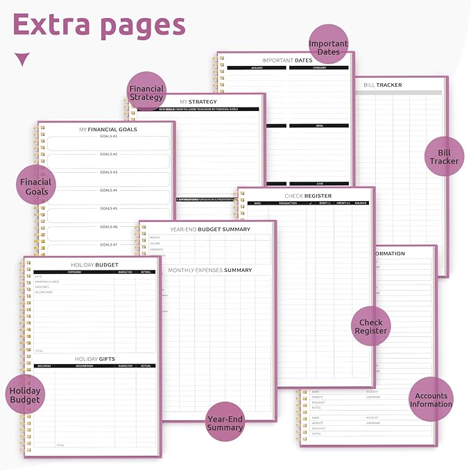 Budget Planner - Monthly Budget Book with Expense Tracker Notebook, Undated Bill Organizer & Finance Planner to Take Control of Your Money, Account Book to Manage Your Finances-Purple