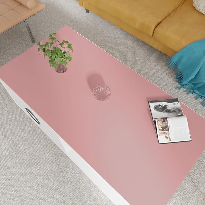Faux Leather Table Cover,1.8mm Thick,24x48 Inch Desk Cover,Large Desk Mat,Table Protector,Table Cover Protector,Dining Table Cover Protector,XL Desk Mat(Pink+Silvery,24x48)
