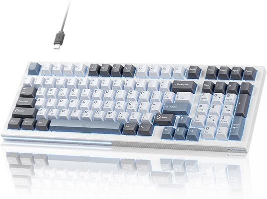 KEMOVE K98SE Mechanical Gaming Keyboard, 98 Keys LED Backlit Programmable, 96% Wired Computer Keyboard with Double Sound Dampening Foam, Pre-lubed Brown Switch
