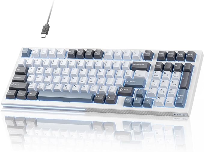 KEMOVE K98SE Mechanical Gaming Keyboard, 98 Keys LED Backlit Programmable, 96% Wired Computer Keyboard with Double Sound Dampening Foam, Pre-lubed Red Switch