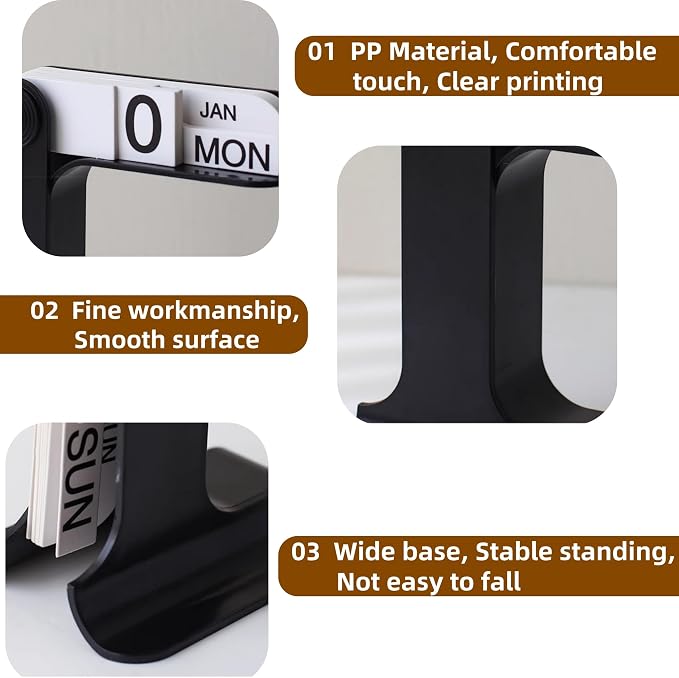 Perpetual Calendar, Standing Perpetual Desk Calendar - Aesthetic Flip Calendar, Reusable Daily Page Turning Desktop Calendar, Modern Minimalist Home Office Desk Accessories & Workspace Decor Gifts (Beige)