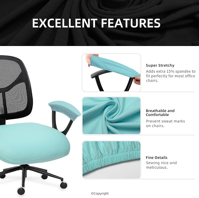 DIVA EN CAMINO DEC Spandex Computer Chair Slipcover with Armrest Covers - Stretchable Desk Office Chair Seat Cushion Covers - Removable Washable Cushion Protectors for Dogs, Cats, Pets