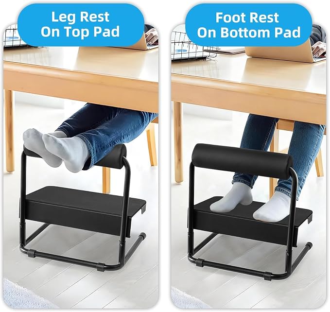 Adjustable Foot Rest Under Desk Footrest Leg Rest 6 Height Positions for Desk, Office Gaming Chairs Ergonomic with Relief Platform for Standing Desks