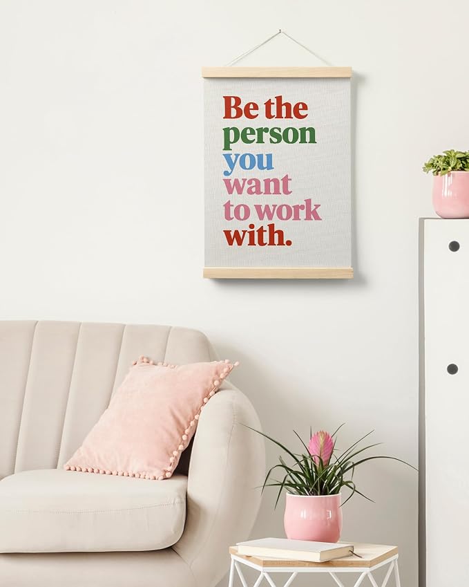 FGFK Be the Person You Want to Work with Inspirational office Framed hanging Canvas wall art Poster Prints decor for women,Colorful Motivational posters office decorations for work,12x16 Inch