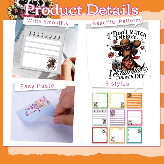 Funny Sticky Notes Gifts - 9 Pack Colorful Fun Animal Notepads Gag Gifts for Work 3x3 Inch, Sarcastic Animals Self-Adhesive Memo Pads Office Supplies for Coworkers (450 Sheets)