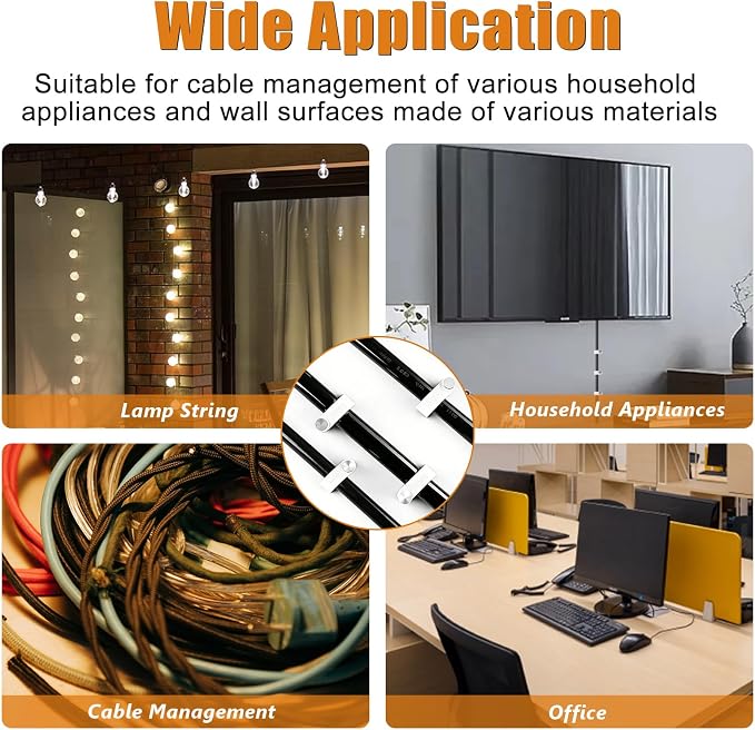 mankk 200PCS Cable Clips Nail in Cable Clips Wire Clips 4/6/8/10mm Round Ethernet Cables Wall Clips for Cords RG6 RG59 CAT5 CAT6 RJ45