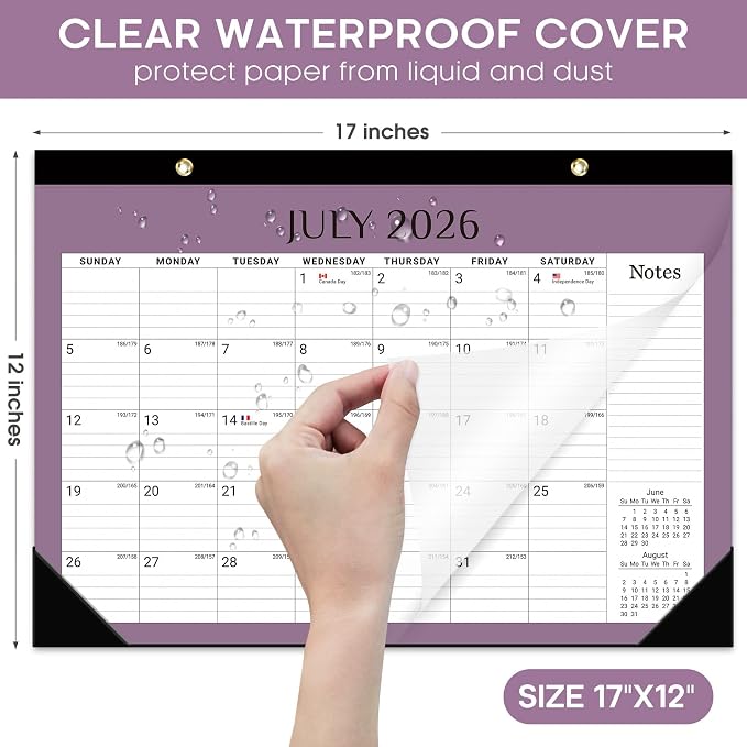 Desk Calendar 2026-2027, 18-Month Calendar Runs from July 2026 to December 2027, Large 17" x 12" Monthly Desktop & Wall Calendar for Home & Office - Boho Colors
