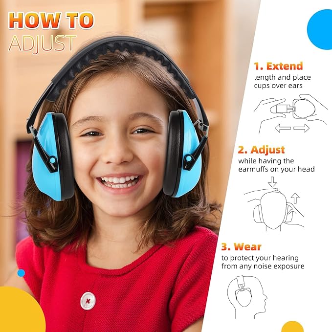 MelonArt Kids Ear Protection Ear Muffs Noise Cancelling Headphones for Kid Toddler Adult Autism Sensory, 27dB Noise Reduction Earmuffs Hearing Safety for Shooting Monster Truck Concert Fireworks