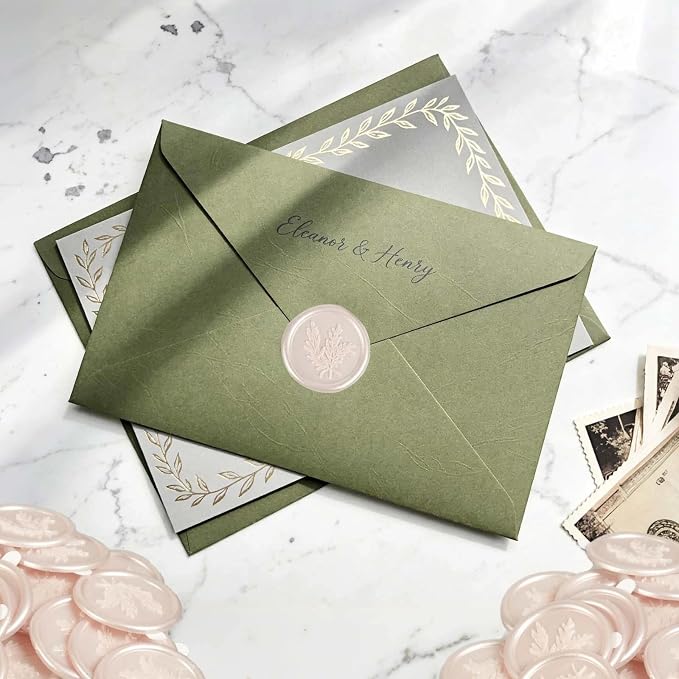 60 Pcs Wax Seal Stickers Set (3 Designs in 1 Pack) - Adhesive Backed Elegant Floral Designs for Wedding Invitation Envelope Seal Stickers Gift Wrapping (Champagne)