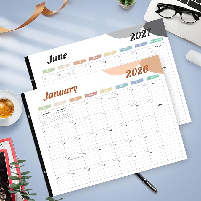 Desk Calendar 2026, Desk Calendar Large 22x17, 18 Months Desk Top Calendar, From January 2026 to June 2027 with To Do & Notes, Holiday & Julian Date for Home, School & Office