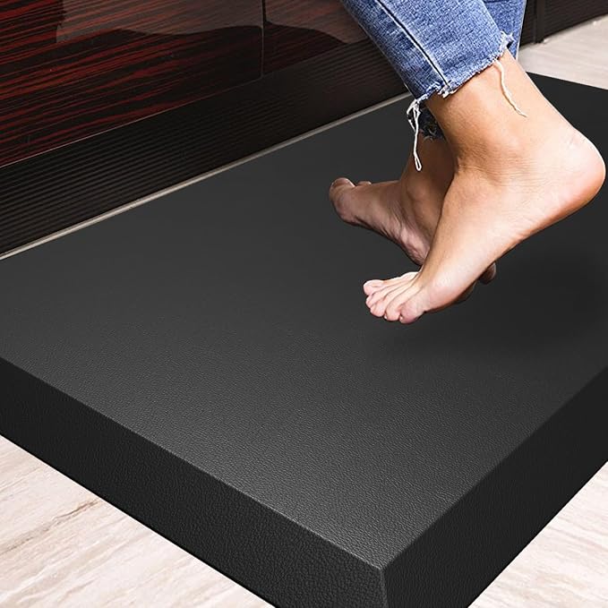 1" Extra Thick Anti Fatigue Floor Mat, Kitchen Mat, Standing Desk Mat – Comfort at Home, Office, Garage (Black)