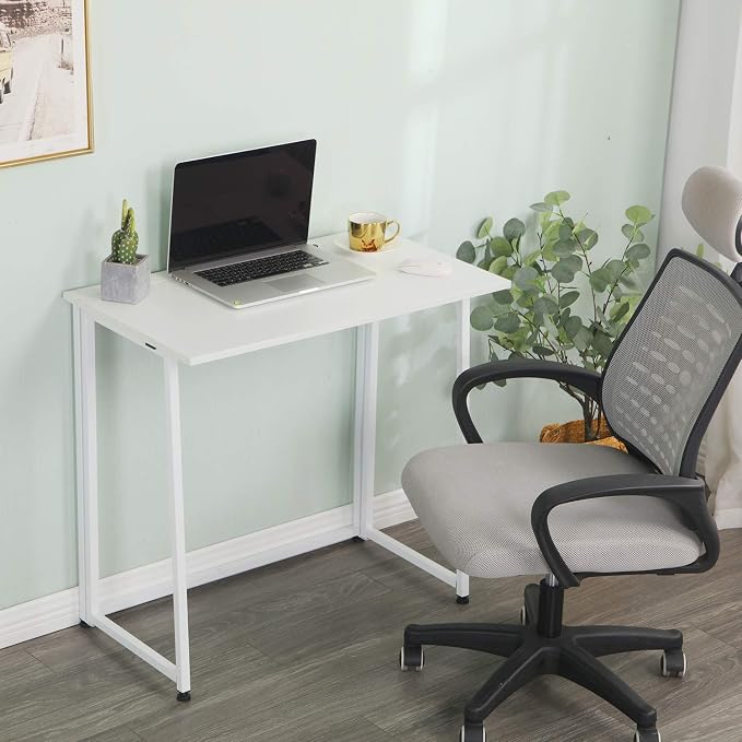 White Folding Computer Desk Office Desk for Home Multipurpose Collapsible Desk