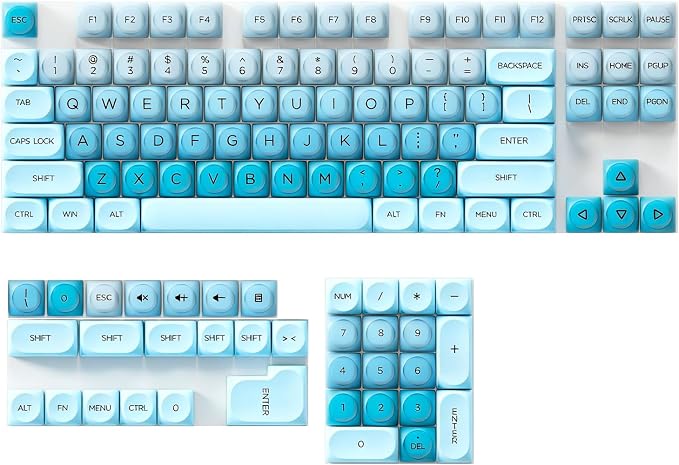 Fogruaden PBT Blue Keycaps Set, HOA Profile Cute Custom Keycaps, Compatible with Cherry MX Switch 60% 65% 75% Mechanical Keyboards
