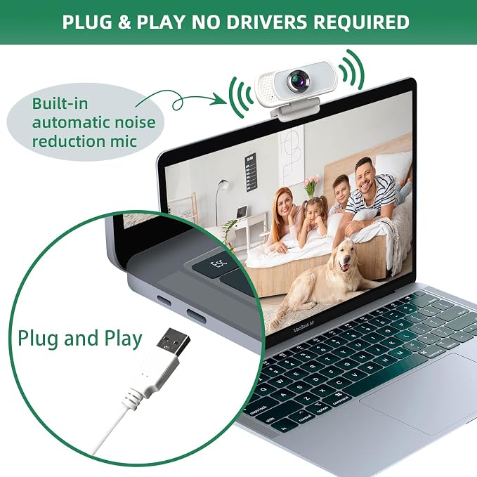 XPCAM 1080P Webcam with Microphone,USB Camera for PC Computer Laptop Mac | Plug and Play USB Webcam with Tripod/Cover, Auto Light Correction, 110° FOV, Web camera for Zoom/Teams/Skype/Twitch Streaming
