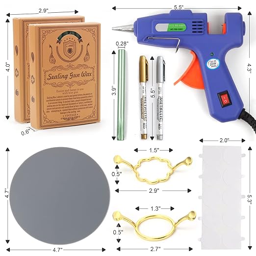 Wax Seal Kit, WASOHLING 40Pcs Bronze Sealing Wax Sticks with Glue Gun, Wax Seal Molds, Silicone Mat, Marker Pens, Premium Kit for Wedding Invitations Envelopes Cards (Bronze)