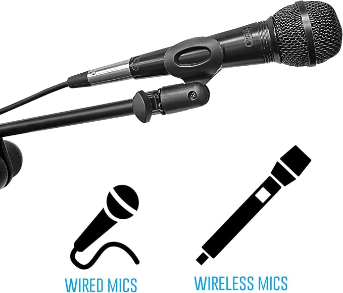 AxcessAbles Weighted Mic Stand Floor with Heavy Round Base, Quick Grip Height Adjustment - 74" Microphone Stand Include 33" Detachable Mic Boom Arm. Tall Microphone Stand for Singing (MS-201RB)