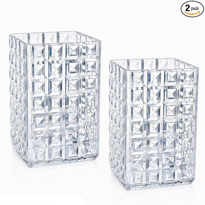 Lebenrich Acrylic Pen Holder Pencil Cup for Desk, 2 Pack Clear Makeup Brush Holder for Vanity, Cute Desk Organizer Office Supplies Accessories Container for Marker Bookmark Straw Coffee Stirrer
