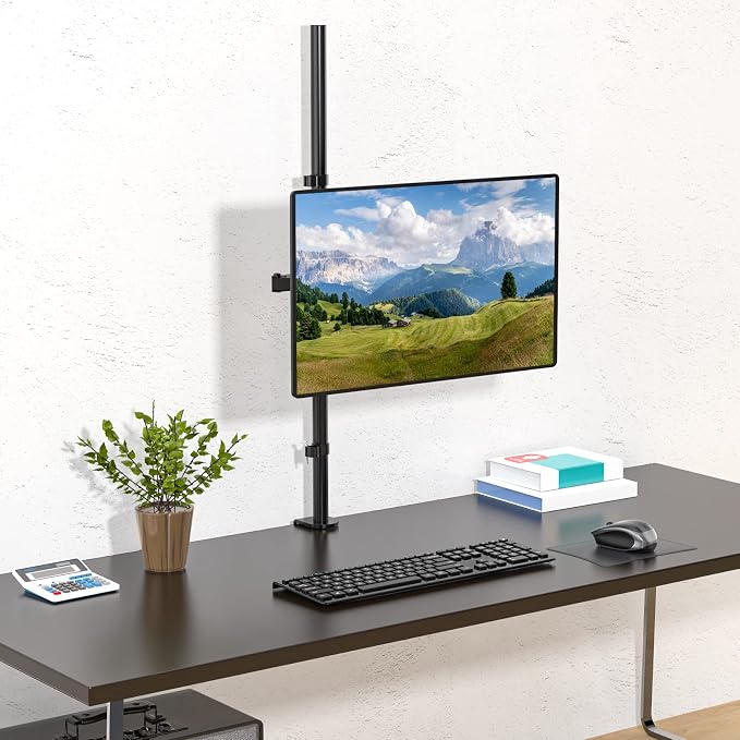 WALI Single Monitor Stand Desk Mount, Tall Monitor Stand Fully Adjustable with 39” Height Pole, Articulating Arm for Computer Screen up to 38 inch, 22lbs (M001XXL), Black
