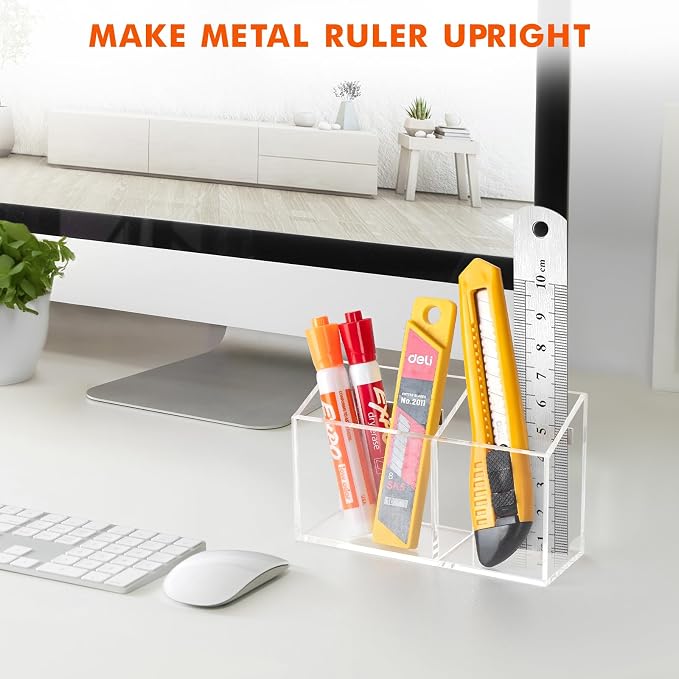 BEYGORM 2 Pack Magnetic Dry Erase Marker Holder for Whiteboard,Non-slip Acrylic Magnet Pen Holder for Fridge Refrigerator,Locker Organizer for Work,Locker Accessories,Pencil Cup,Marker Organizer