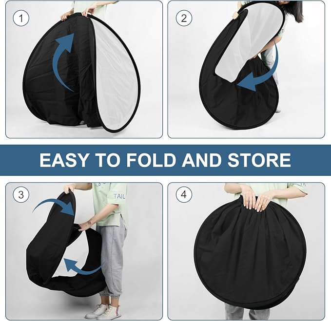 5X6.5ft Backdrop for Photography, Double Sided White Screen and Black Screen, 2 in 1 Collapsible and Reversible Background for Photography, YouTube Videos,and Live Streaming