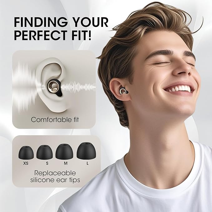 Ear Plugs for Sleeping, 45dB Silicone Ear Plugs for Noise Cancelling, Earplugs for Snoring, Concert & Shooting with 8 Eartips, Silicone Hearing Protection for Work, Travel(Graphite)