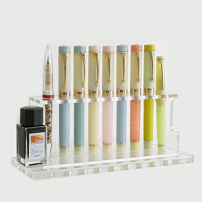 9 Compartments Acrylic Pen Holder for Desk, Clear Pencil Organizer, Desk Organizers and Accessories, Makeup Brush Holder & Pen Organizer, Office Stationary Storage for Desk, School, Home