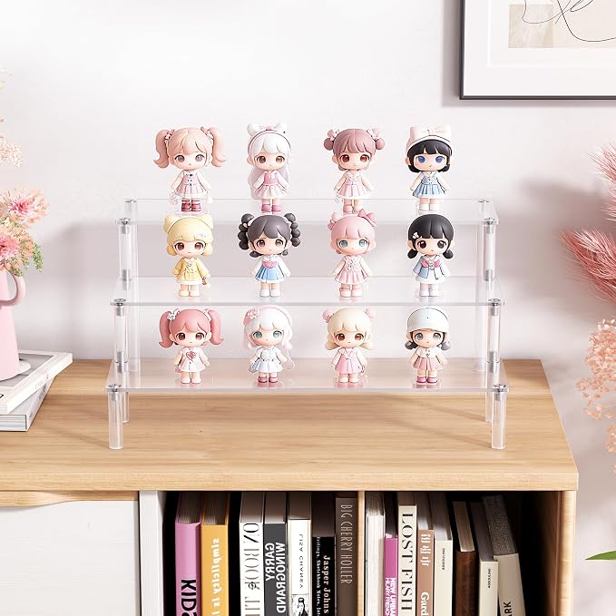 2 Packs Acrylic Display Stand Riser,3 Tier Perfume Organizer Cupcake Stand | Acrylic Pop Shelves Holder,Clear Desk Display Shelf for Figure,Trinket,Collectibles,Dessert Stands for Party Decor-11.6in