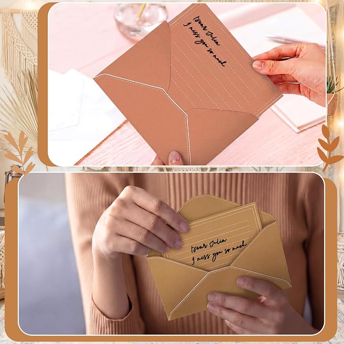 TaoBary 160 Packs Stationery Paper Set (50 Double Sided Stationery Writing Papers 50 Matching Envelopes) 60 Round Dot Sticker, 10 Design(5.5 x 8.25 Inch,Bohemia Color)