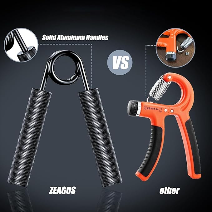 ZEAGUS Grip Strength Trainer 4 Pack,50LB-200LB Metal Hand Grip Strengthener,Non-Slip Heavy-Duty Forearm Exerciser,Hand Gripper for Muscle Building and Hand Rehabilitation Exercising