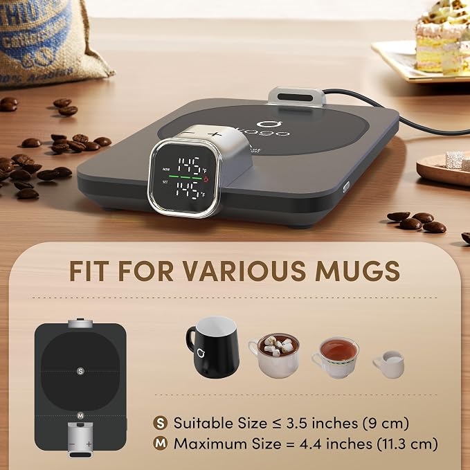 IKAGO Smart Coffee Mug Warmer with Real-Time Temperature Display | 1°F Precision Control, Auto Shut-Off, Cup Detection, Fast Heating Desk Mug Warmer for Office Home