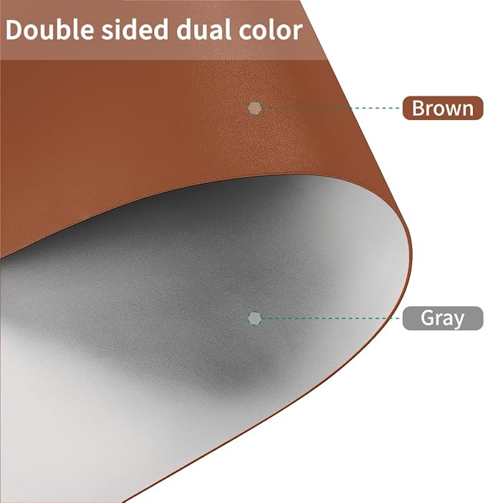 Large Desk Mat - 18x72 Inch Waterproof Easy to Clean Can Conceal Flaws Protector The Table Top from Scratches Used for Coffee Table Office Table Dresser(Brown+Gray 18x72)