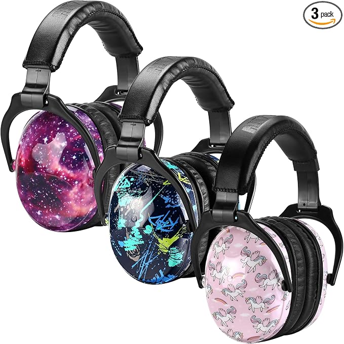 ZOHAN Kids Ear Protection 3 Pack, Noise Canceling Headphones for Monster Jam, Concerts, Fireworks, Air Shows, Autism