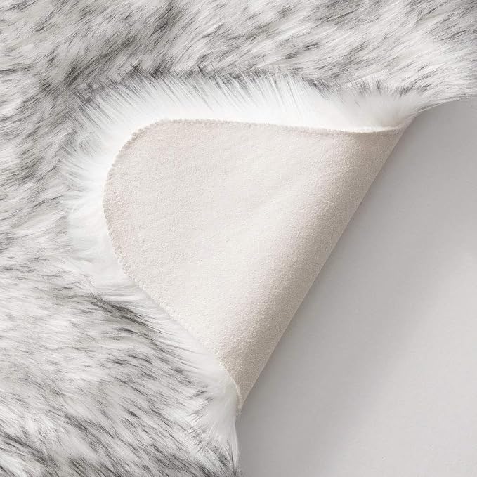MIULEE Luxury Super Soft Fluffy Area Rug Faux Fur Sheepskin Rug Decorative Plush Shaggy Carpet for Bedside Sofa Floor 2 x 6 Feet, Gradient Grey
