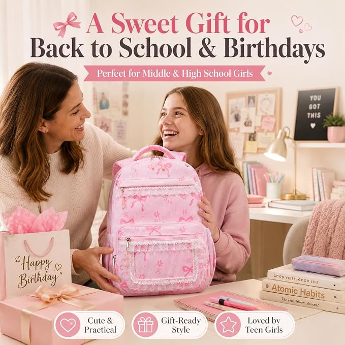 LEDAOU Backpack for Girls School Bag Kids Bookbag Teen Backpack Set Daypack with Lunch Bag and Pencil Case | Kids